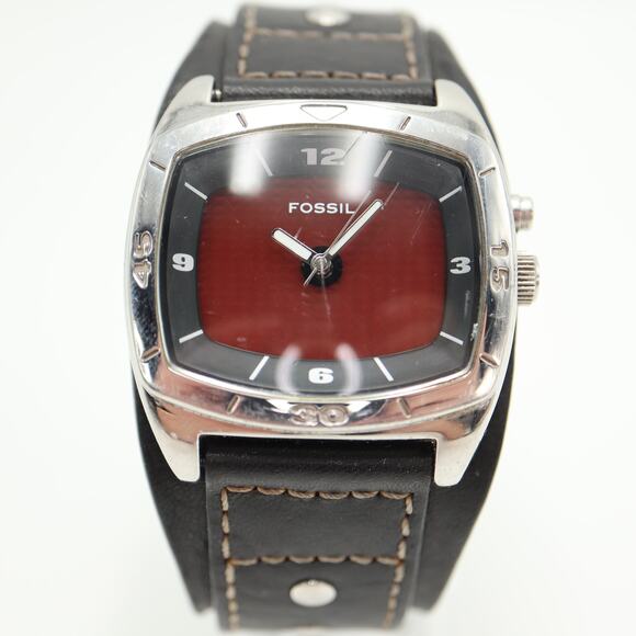 Fossil Kaleido Mens Red Orange Color Change 41mm Watch Black Leather New Battery - Picture 2 of 16